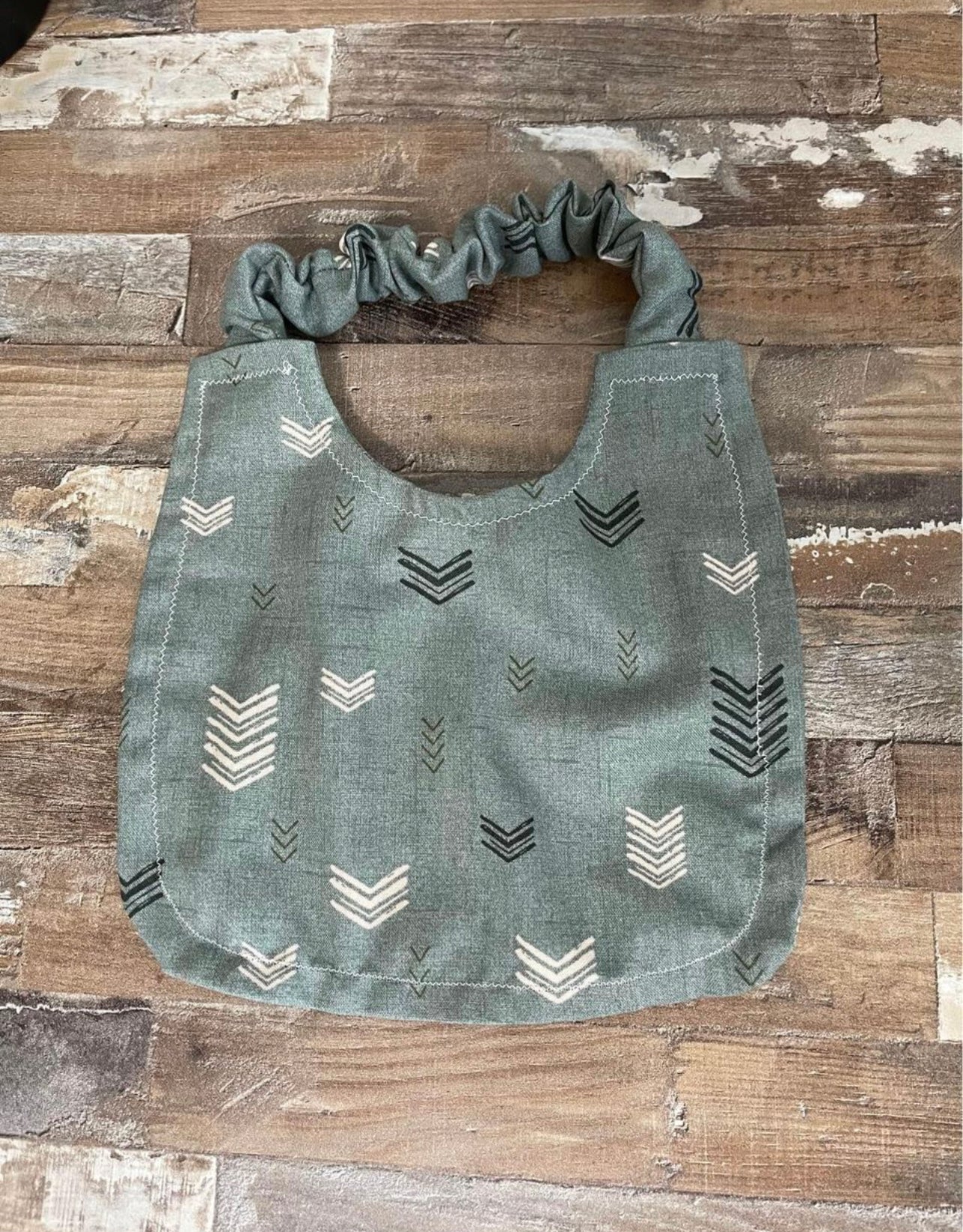 Green Chevron Scrunchie Baby Bib