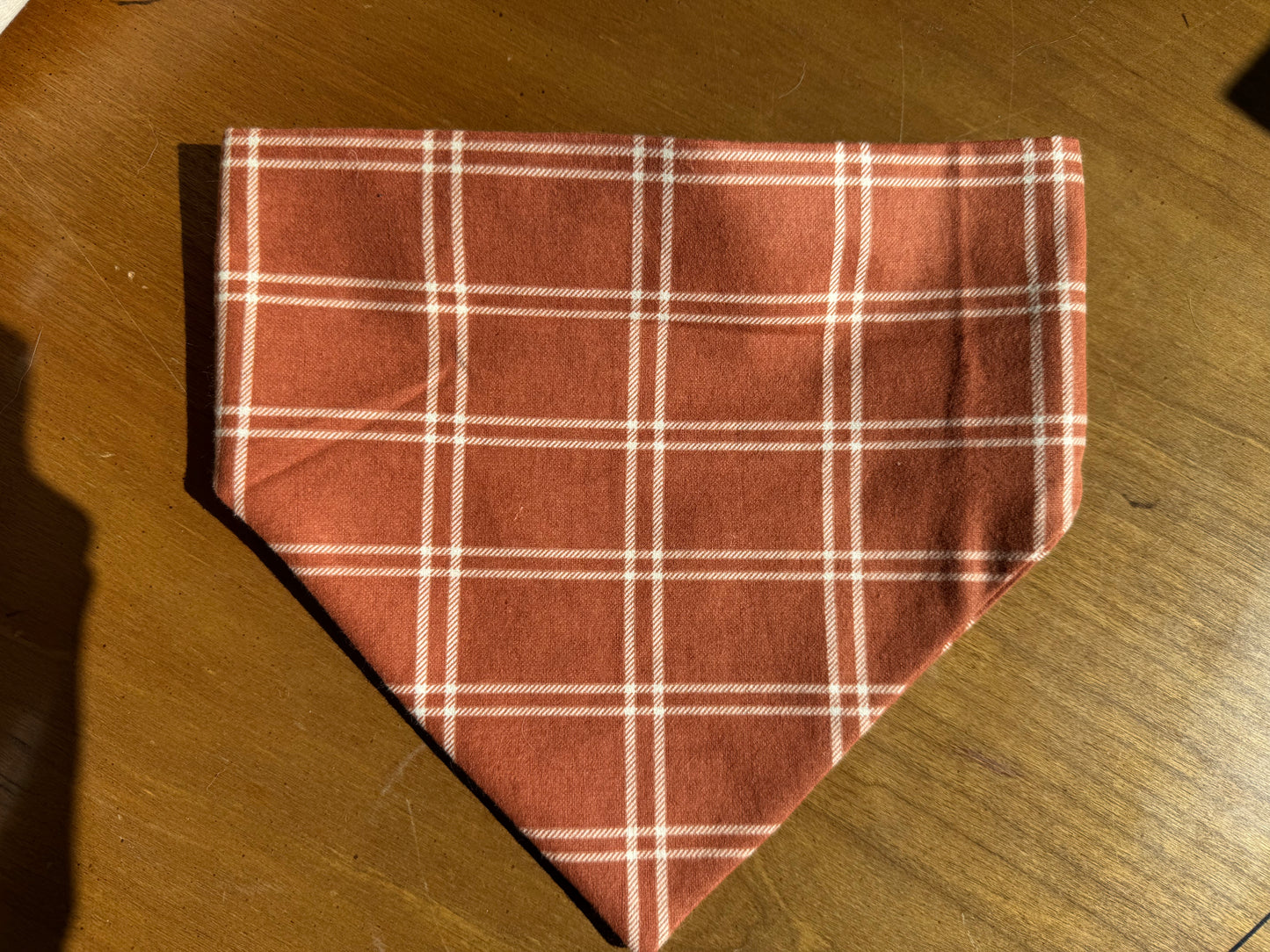 Rust Plaid Scrunchie Dog Bandana