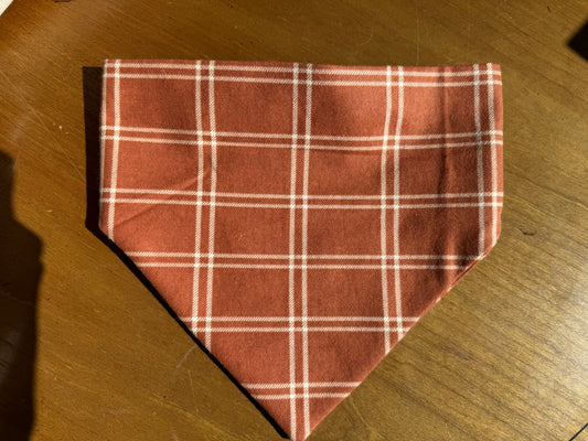 Rust Plaid Scrunchie Dog Bandana
