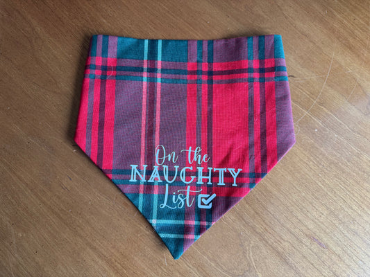On the Naughty List Dog Bandana (Medium - Over the Collar)