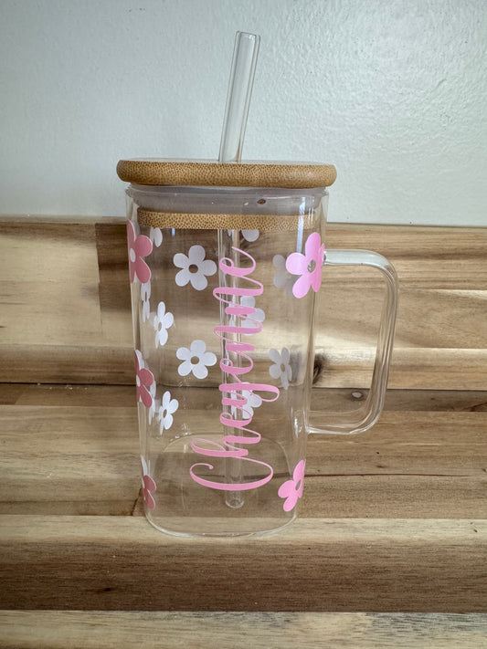 Flower Square Glass Cup