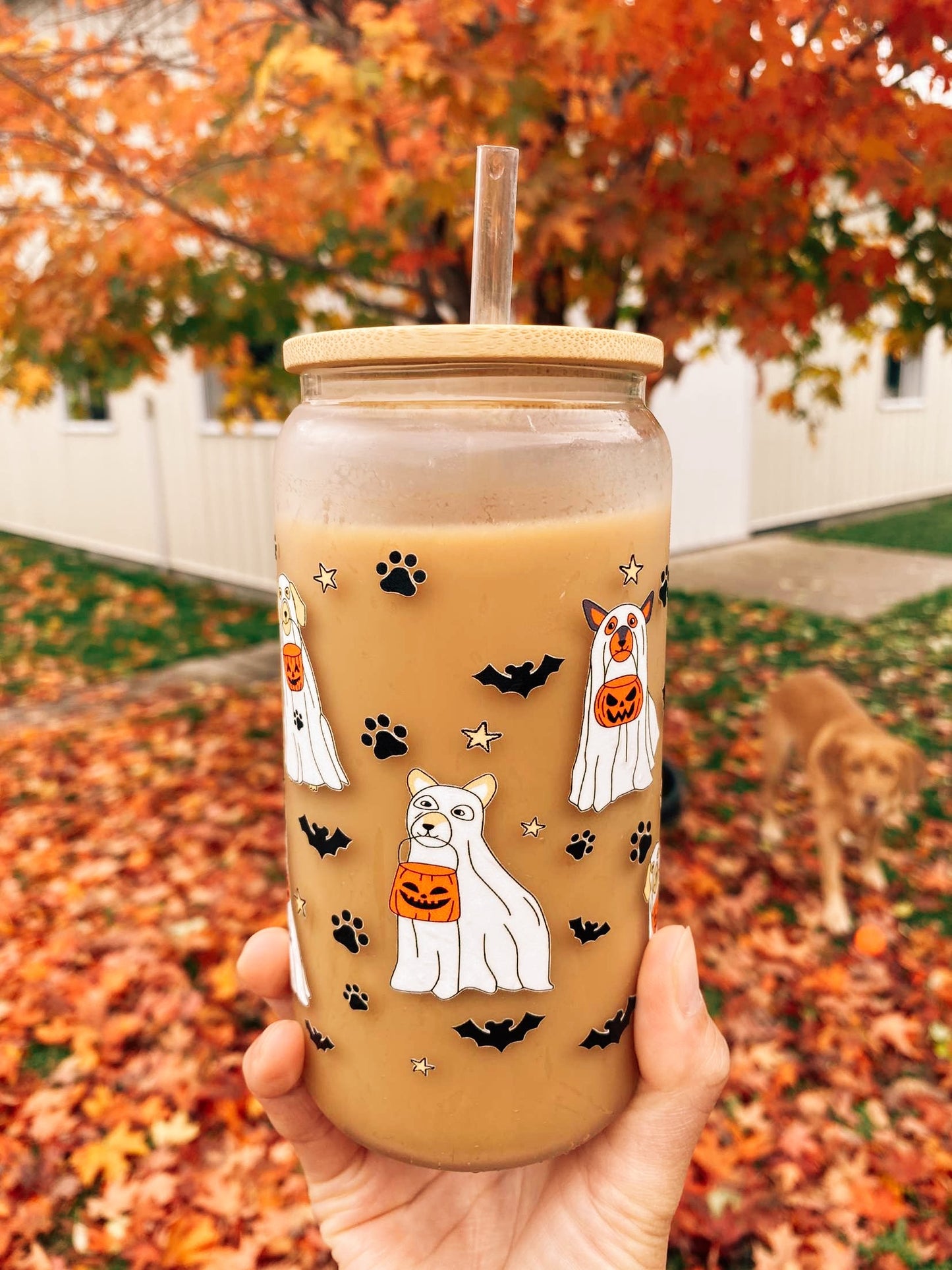 Halloween Dogs Glass Cup