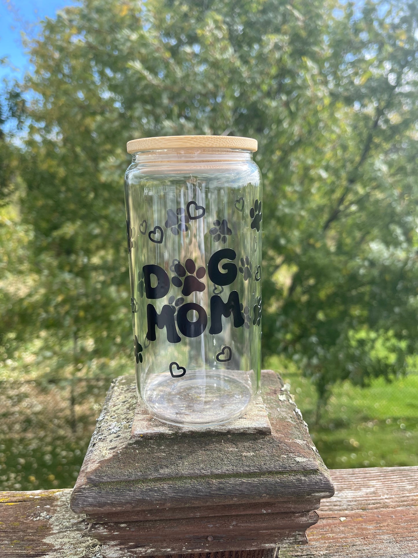 Dog Mom Glass Cup