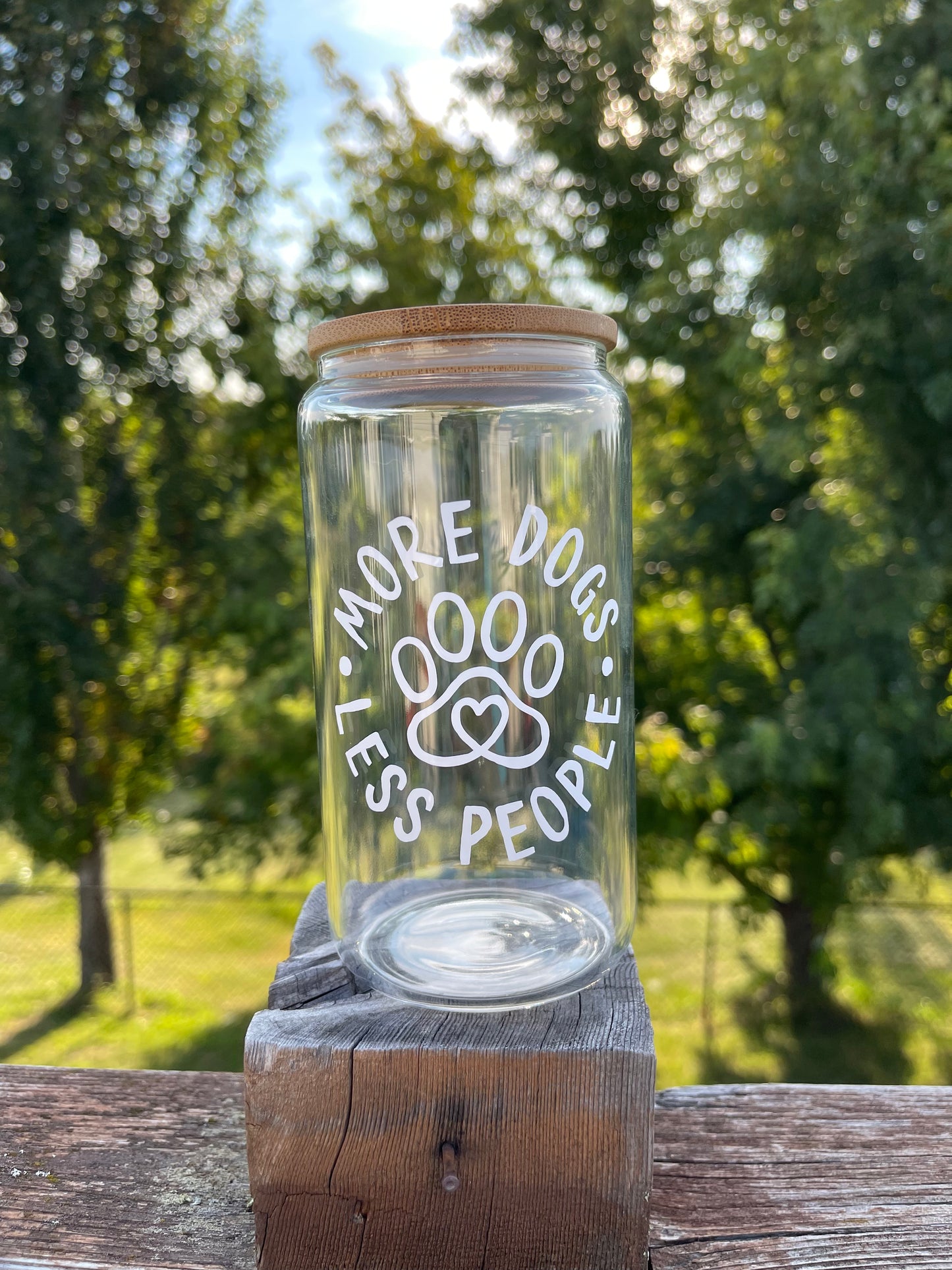 More Dogs Less People Glass Cup