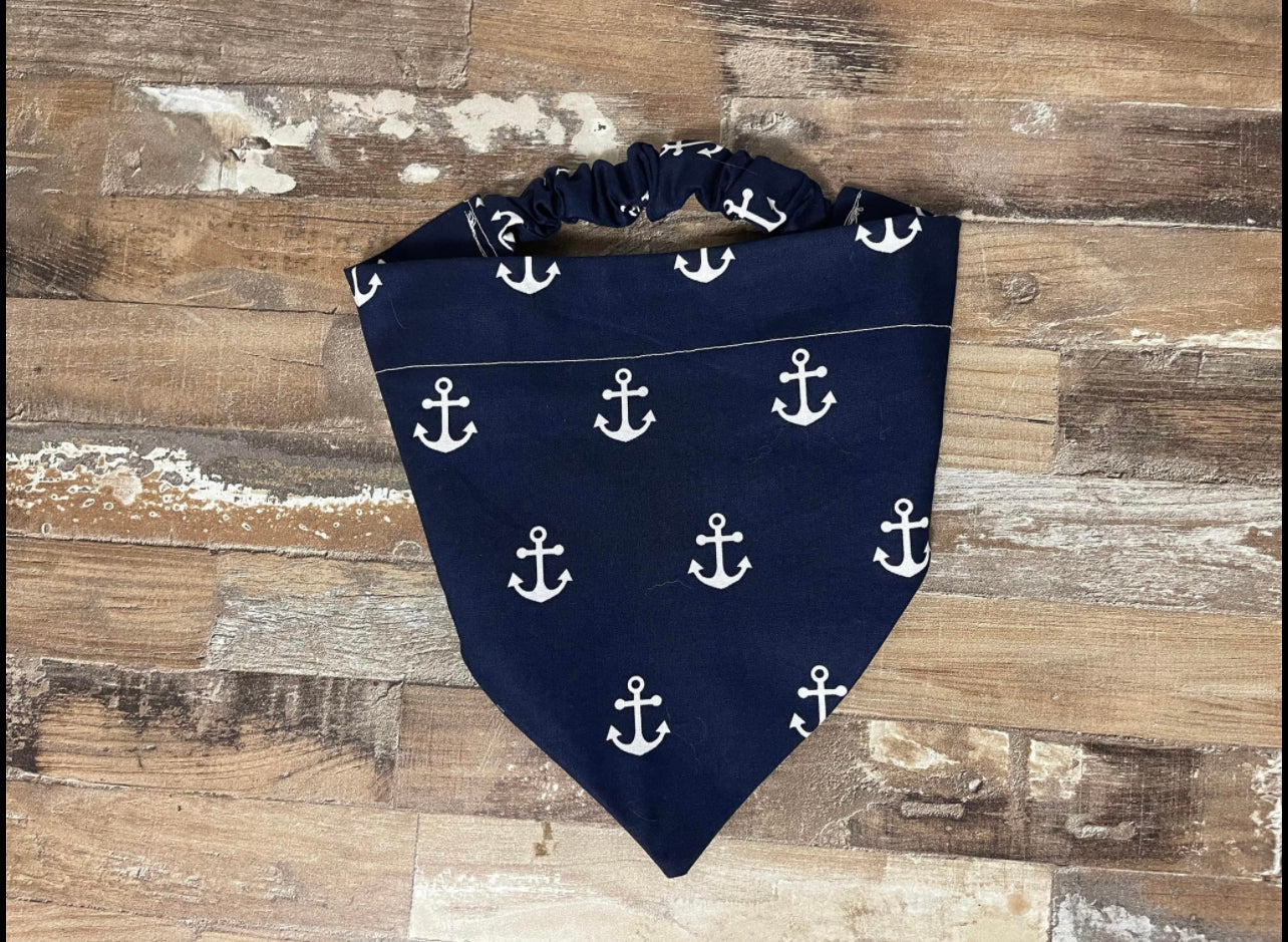 Navy Anchor Dog Bandana