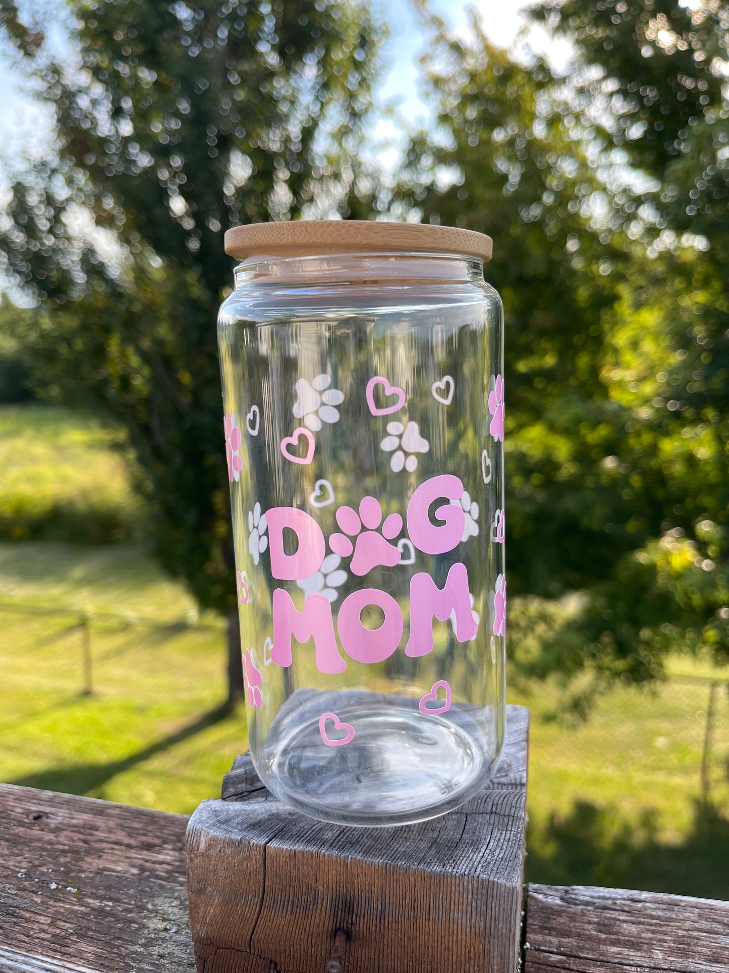 Dog Mom Glass Cup