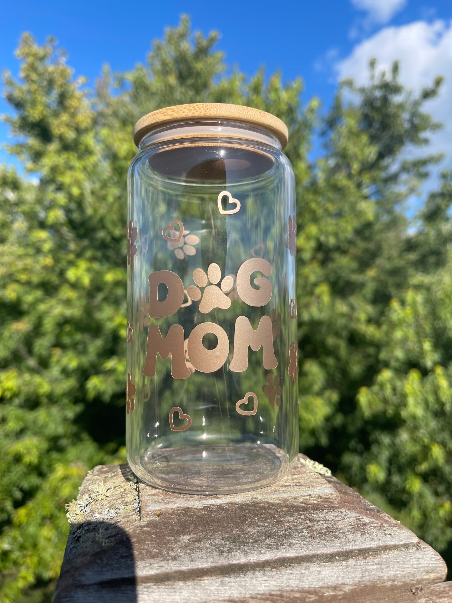 Dog Mom Glass Cup