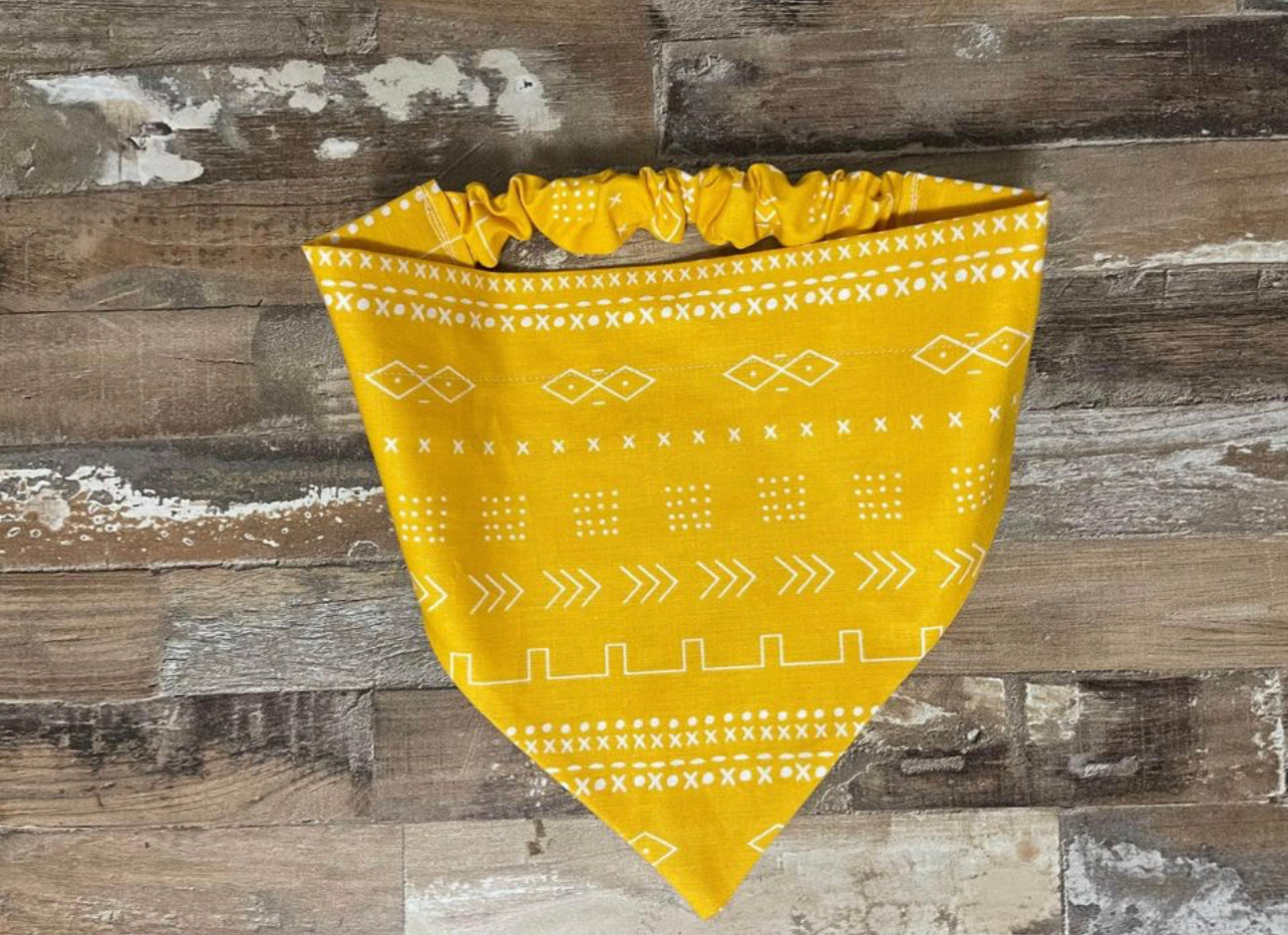 Mustard Mudcloth Dog Bandana