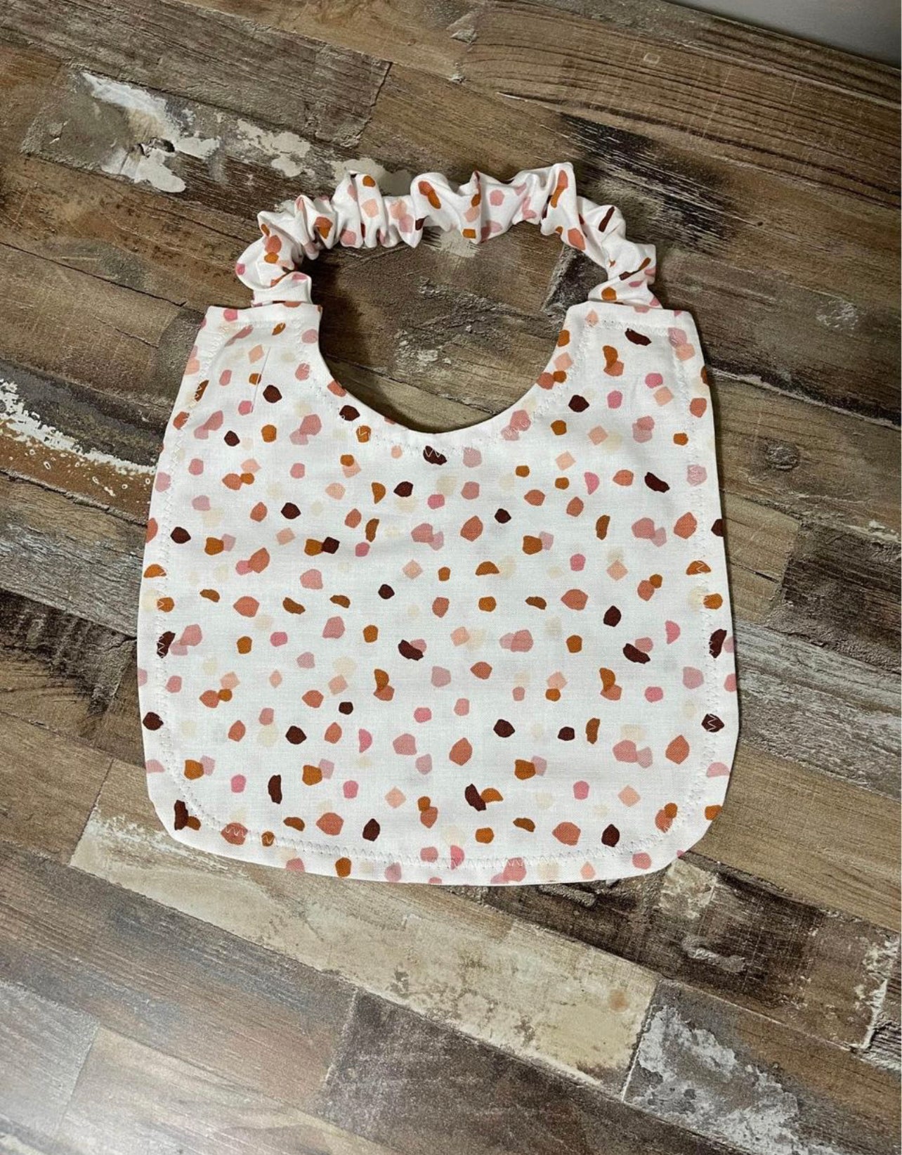 White Speckled Scrunchie Baby Bib