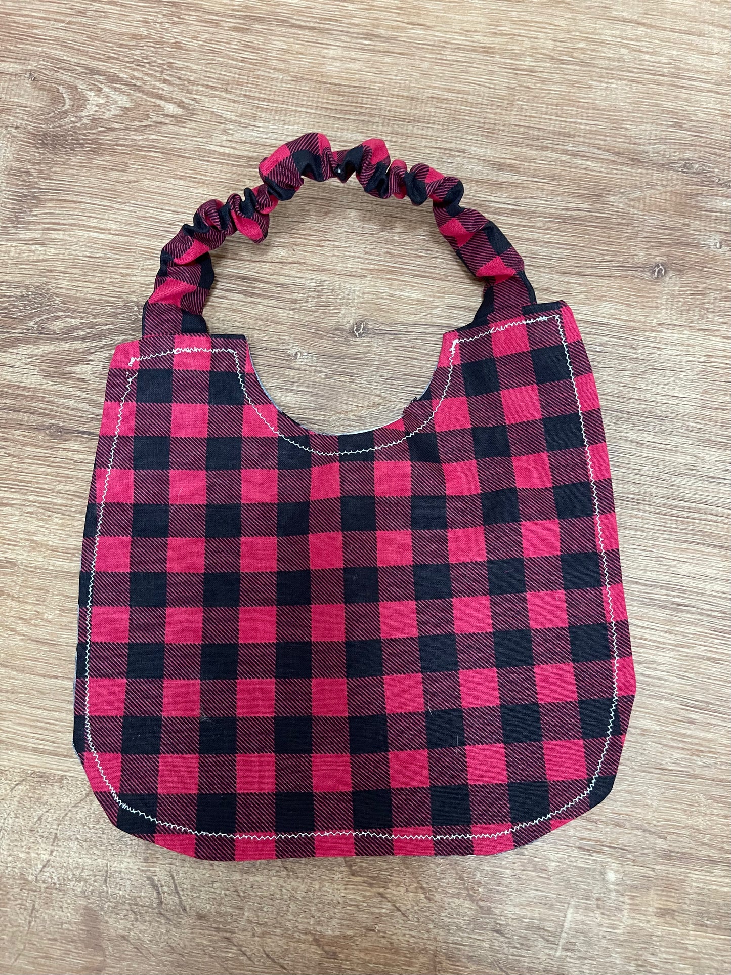 Buffalo Plaid Deer Reversible Scrunchie Baby Bib