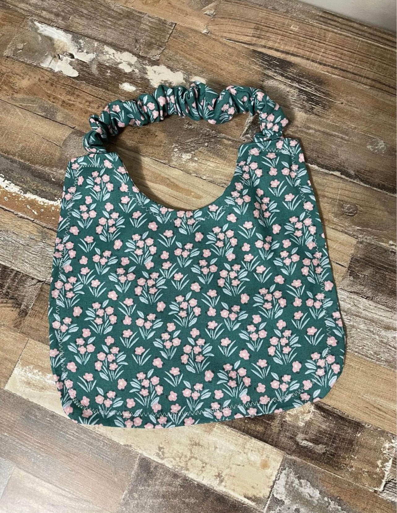 Blue Floral Scrunchie Baby Bib