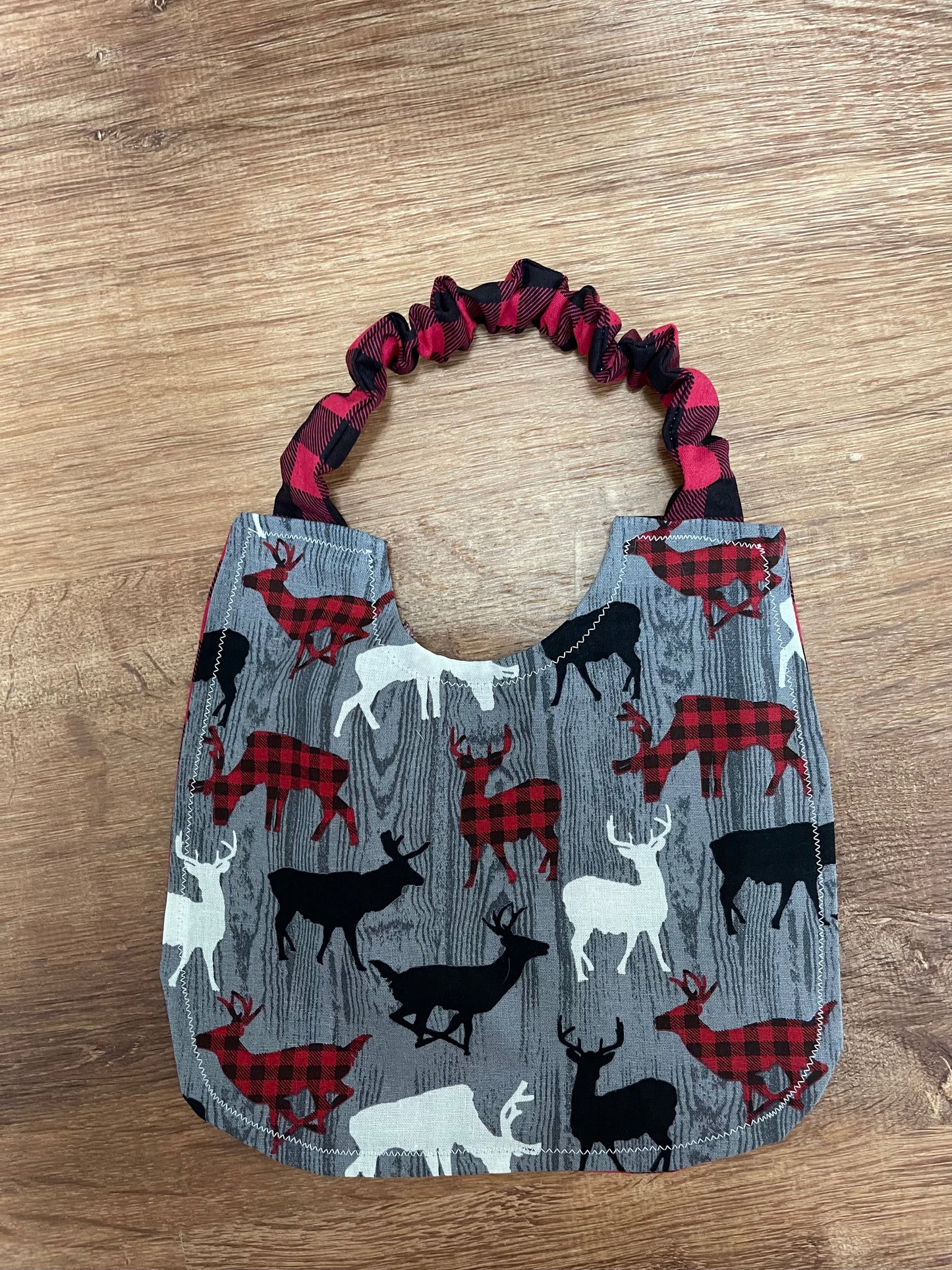 Buffalo Plaid Deer Reversible Scrunchie Baby Bib